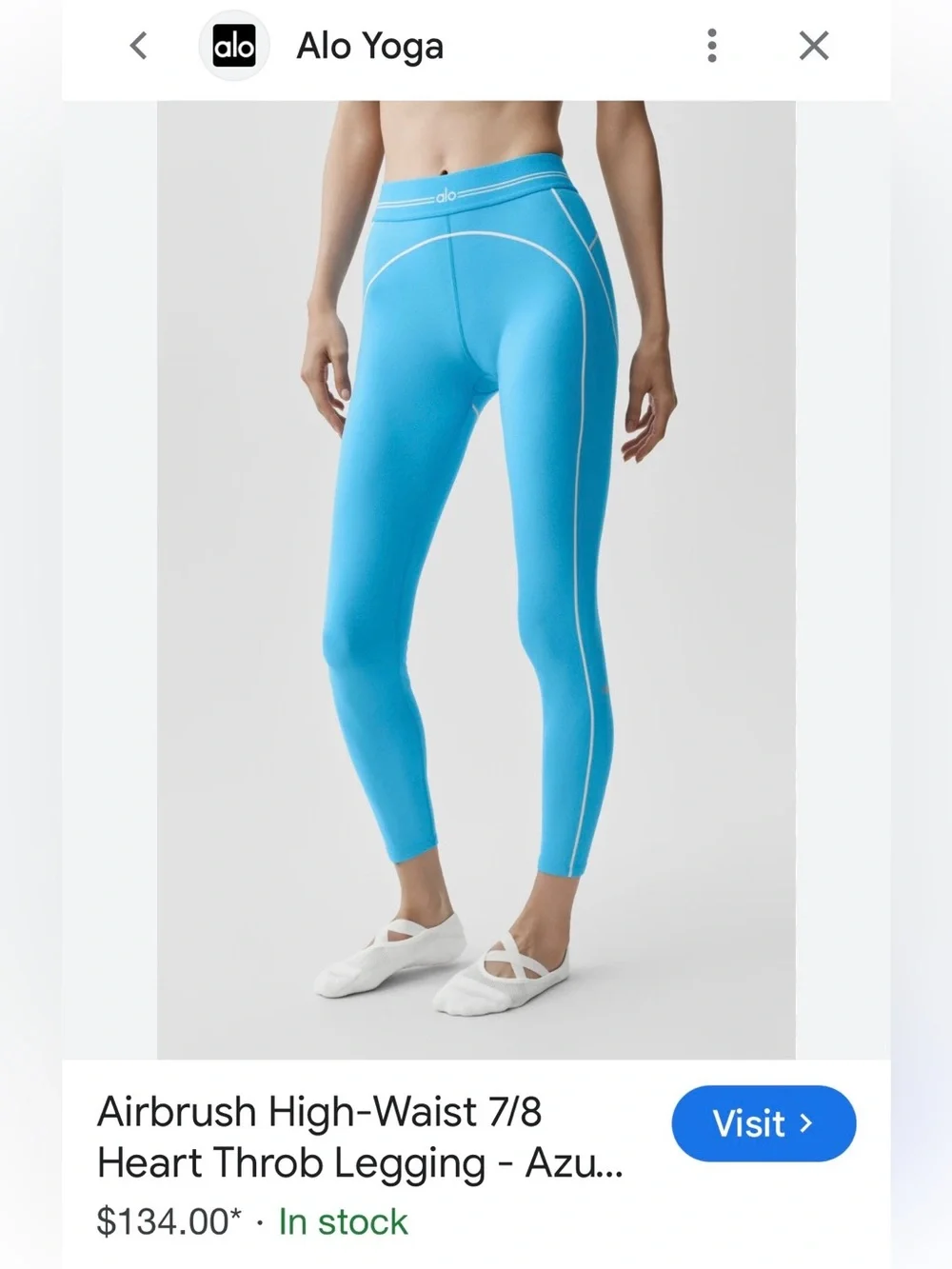 ALO Yoga Airbrush High Waist 7/8 Heart Throb Leggings Azure Blue White Size S